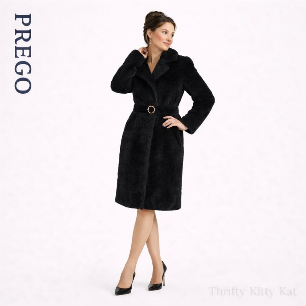 Prego Neiman Marcus Faux Fur Coat Plush Black Vintage ILGWU Mob Wife Old Money M